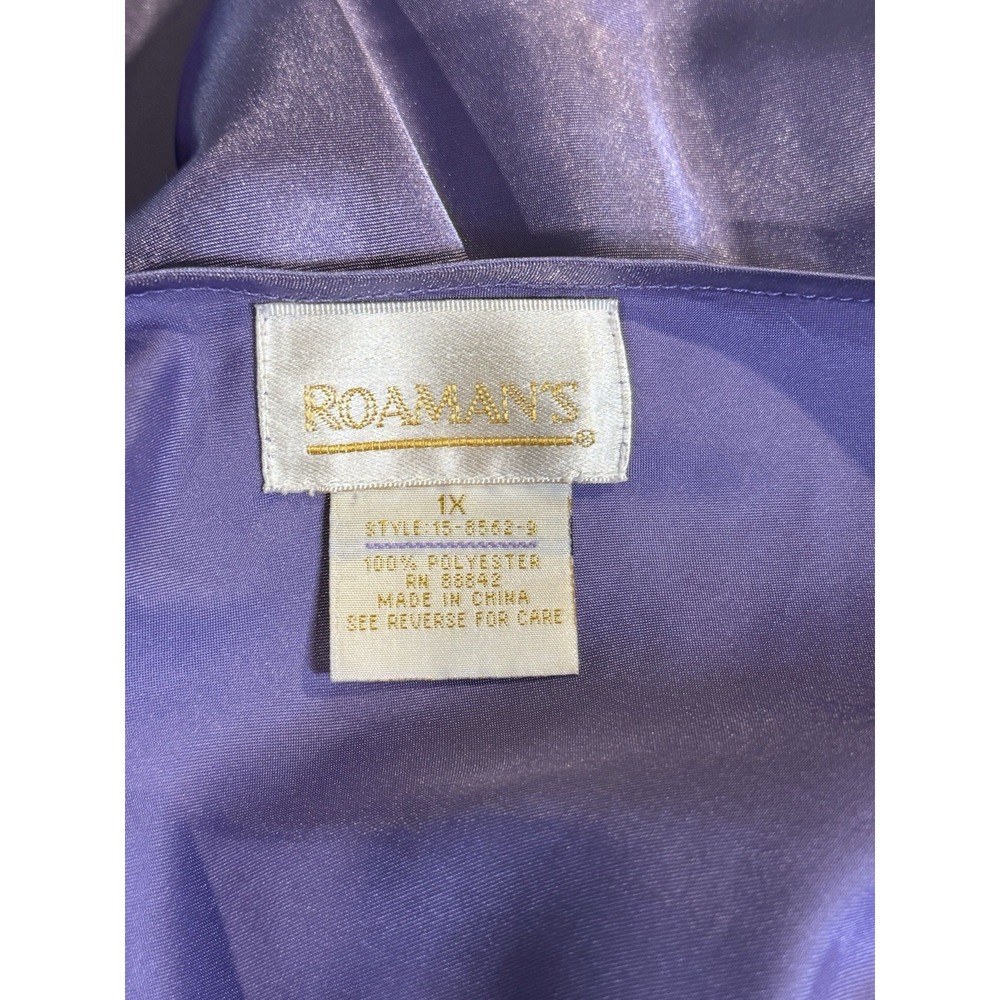 Vintage Roaman's Lavender Purple Floral Nightgown Sleep Satin Slip Dress 1X - Picture 6 of 11